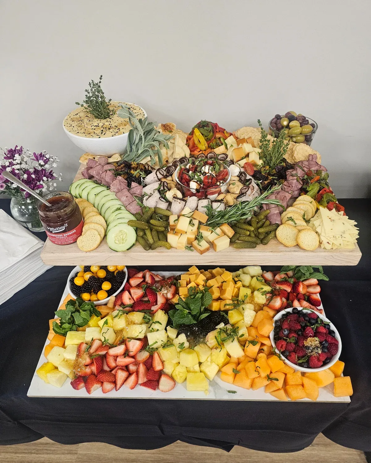 Abundant charcuterie and fresh fruit display